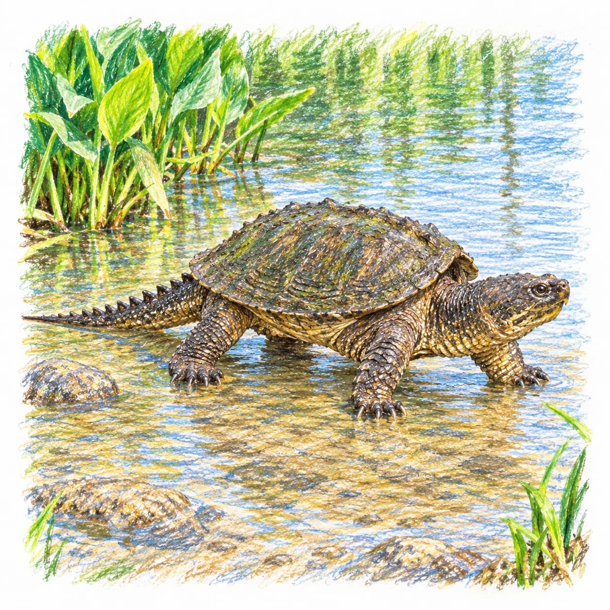 Modèle colorié: Coloriage de tortue serpentine