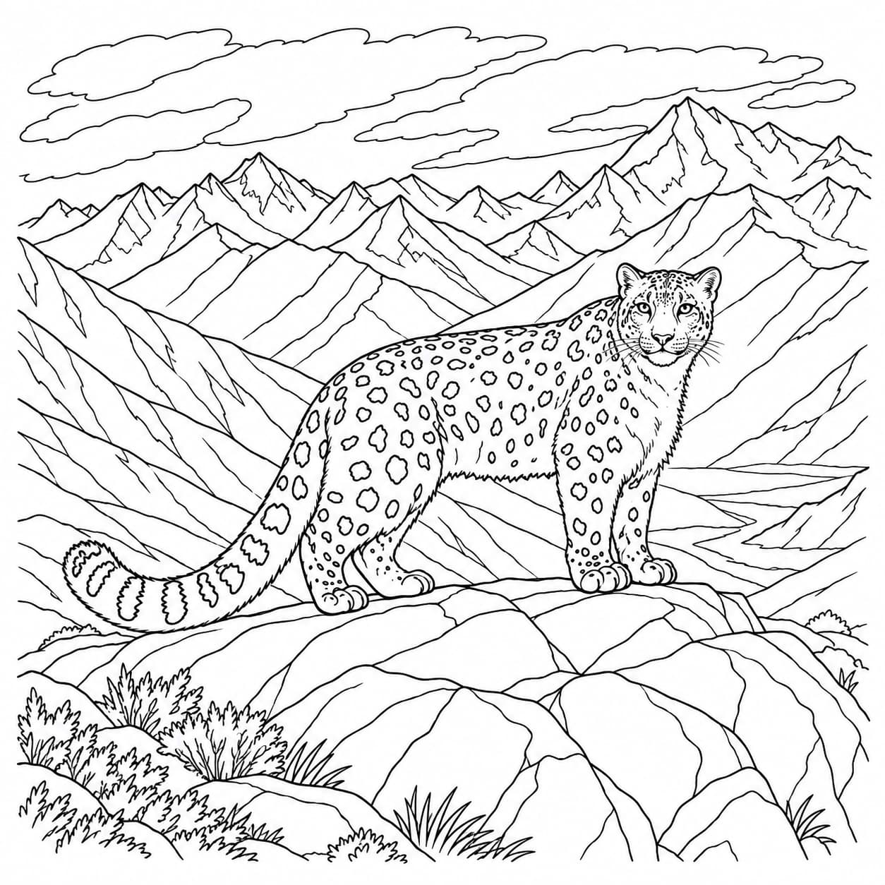 Coloring: Snow leopard coloring page