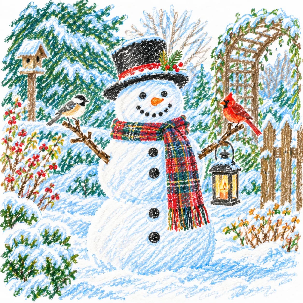 Modèle colorié: Coloriage de bonhomme de neige