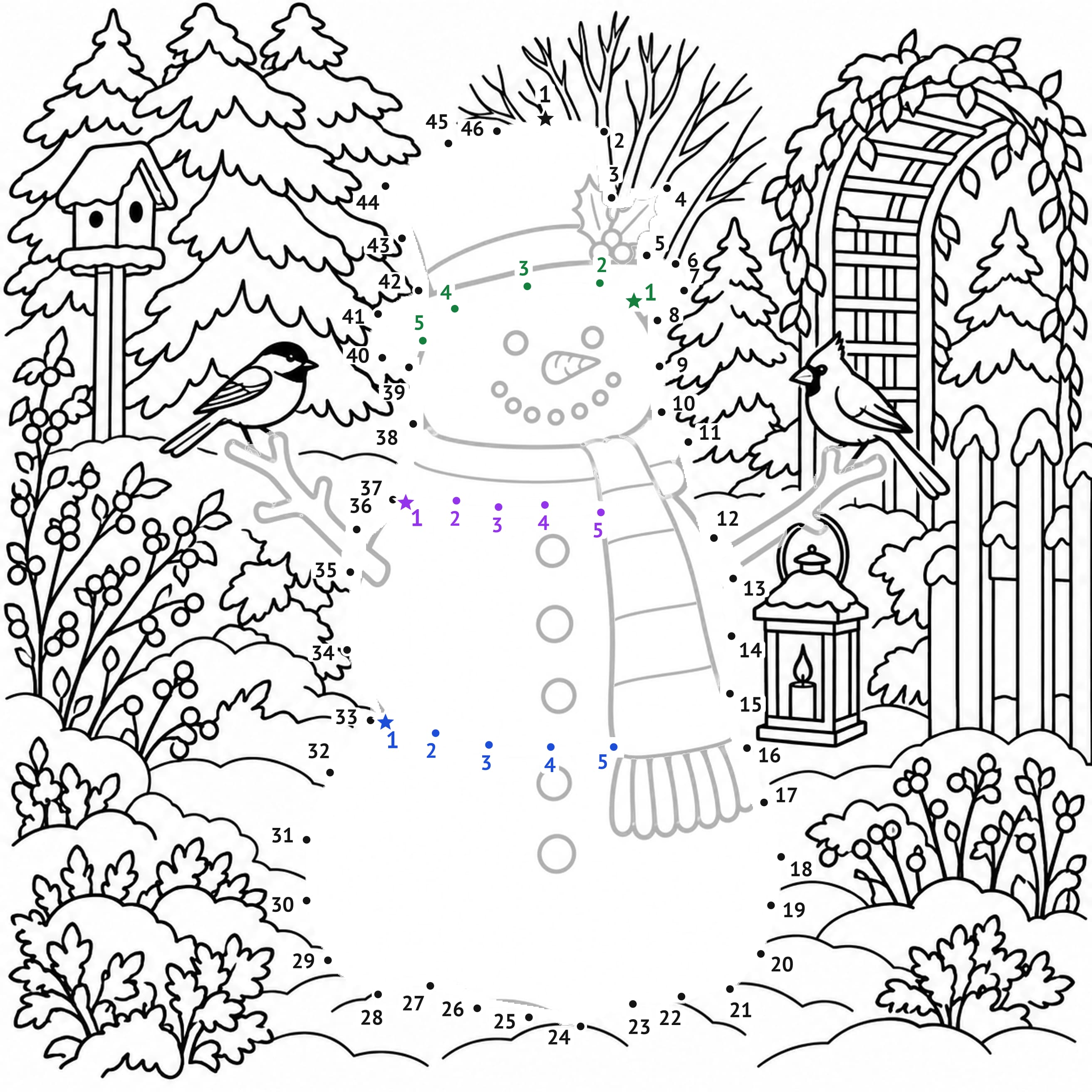 Unir puntos: Muñeco de nieve para unir puntos