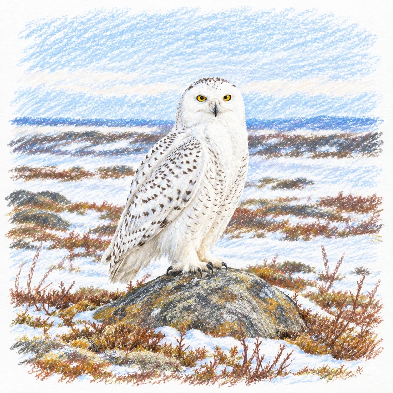 Modèle colorié: Coloriage de harfang des neiges