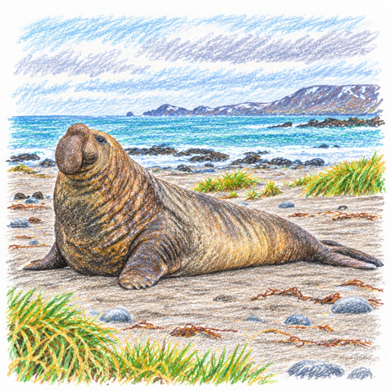 Modèle colorié: Coloriage d'éléphant de mer