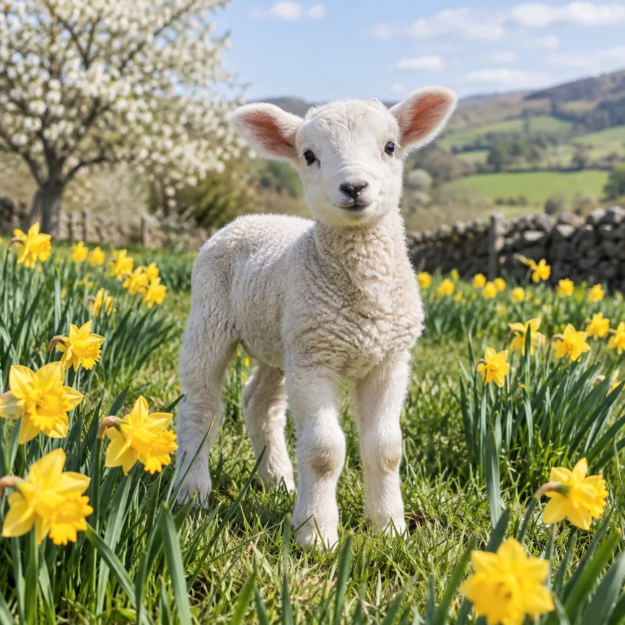 Photo réaliste: Coloriage d'agneau de printemps