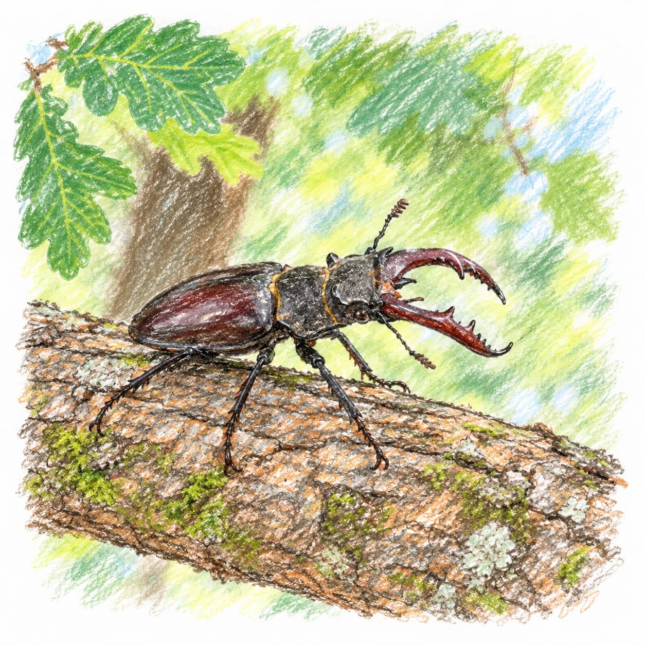 Modèle colorié: Coloriage de lucane cerf-volant