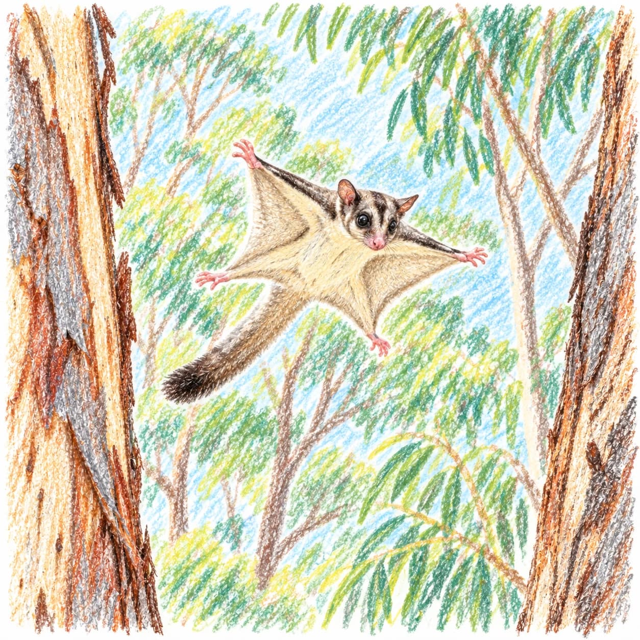 Modèle colorié: Coloriage de phalanger volant