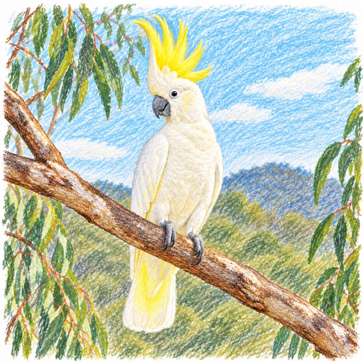 Modelo coloreado: Dibujo de cacatúa para colorear