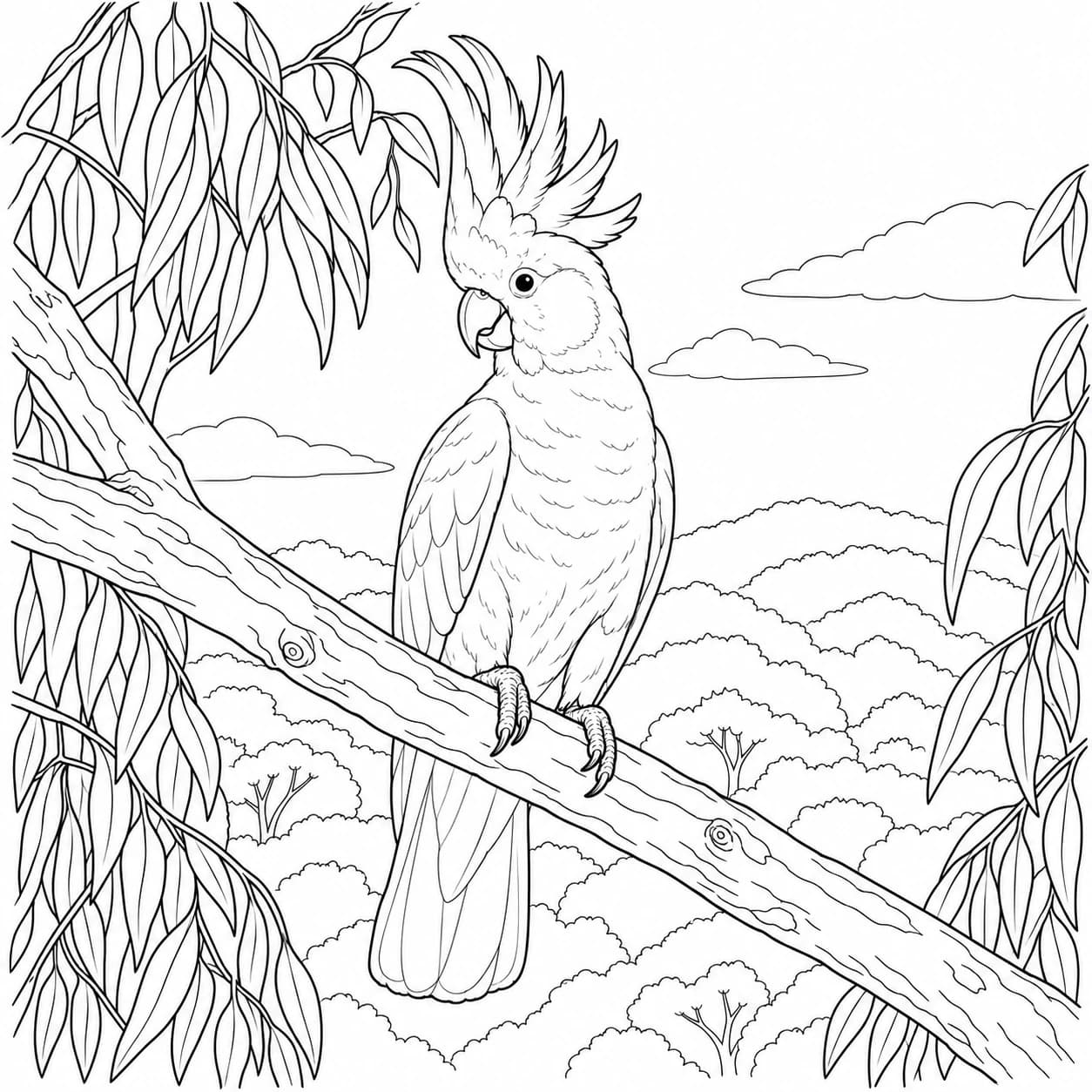 Coloriage: Coloriage de cacatoès