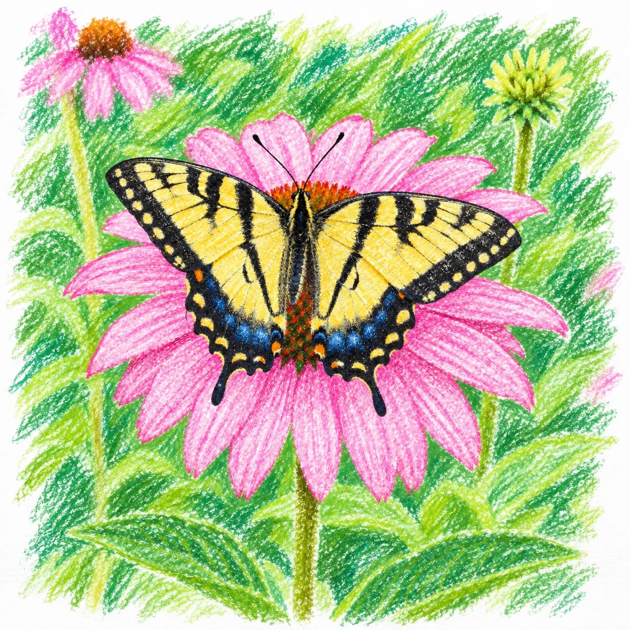 Colored model: Swallowtail butterfly coloring page