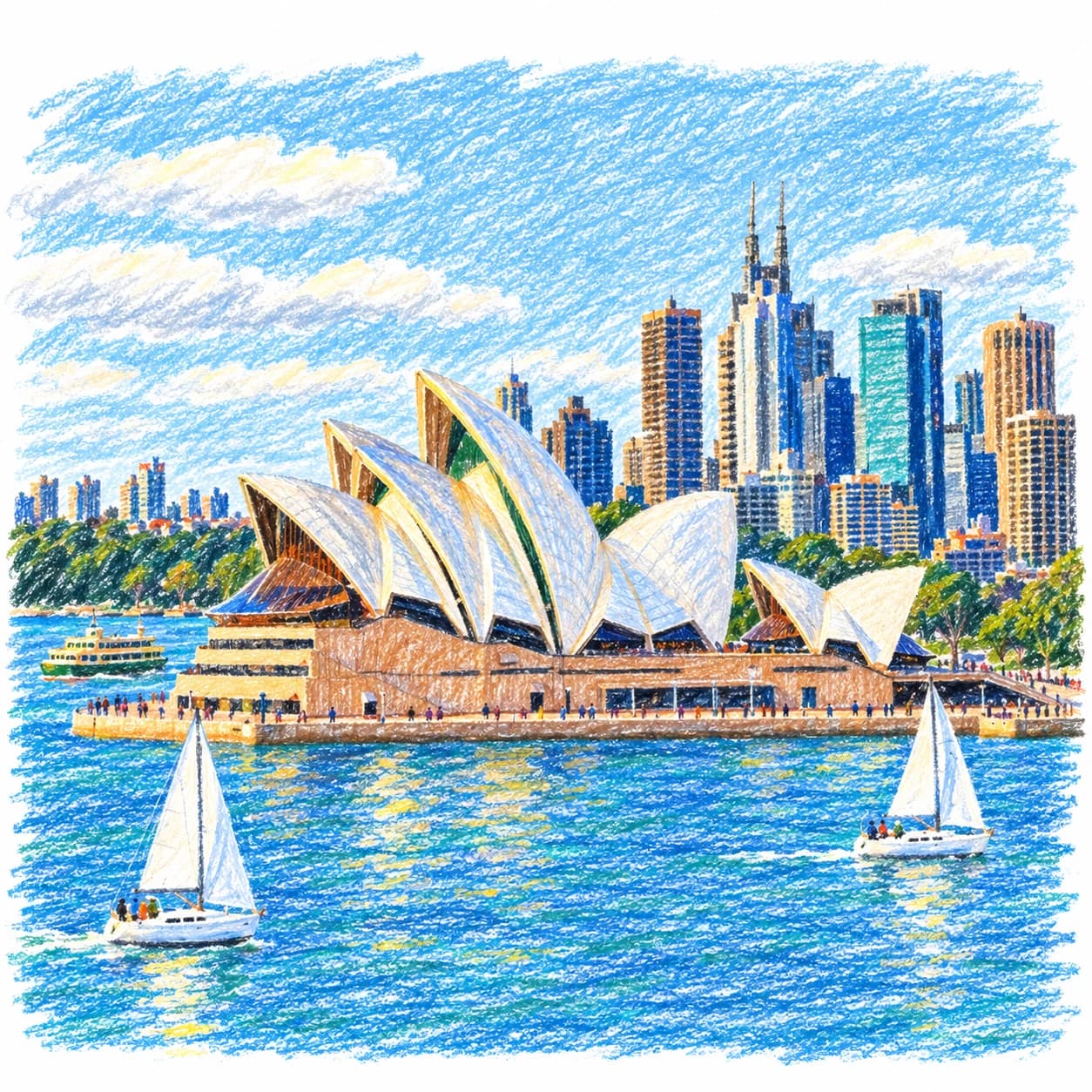 Modèle colorié: Coloriage de l'Opéra de Sydney