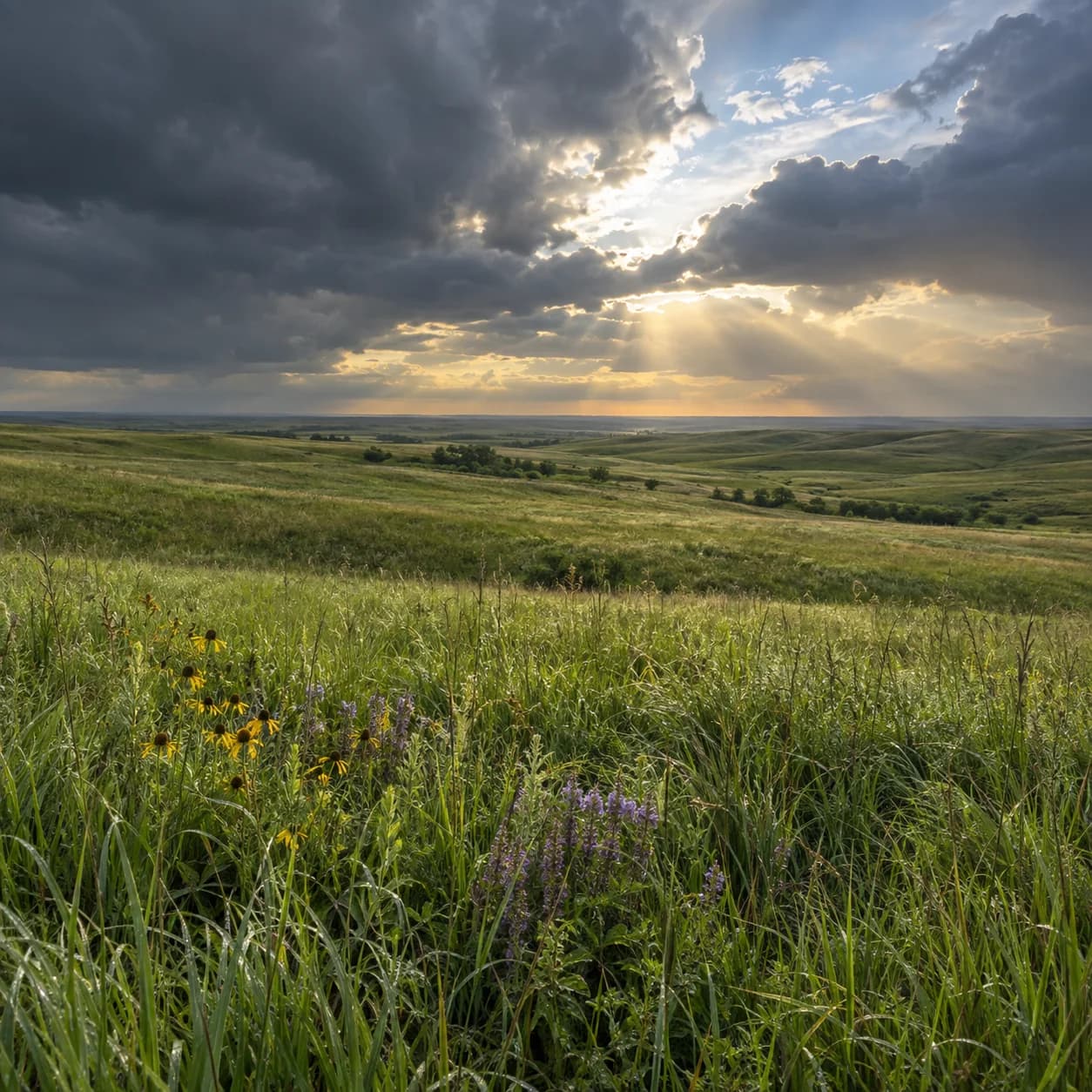 Realistic source: Tallgrass prairie clearing storm coloring page