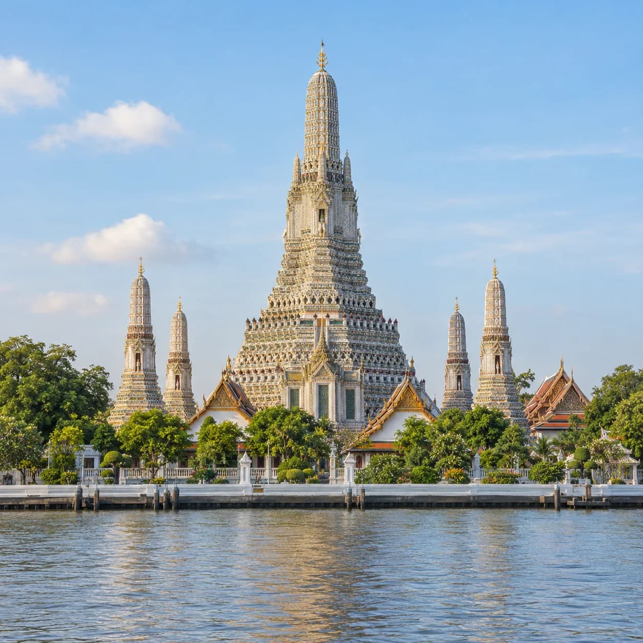 Photo réaliste: Coloriage de la Thaïlande : Wat Arun au bord du fleuve