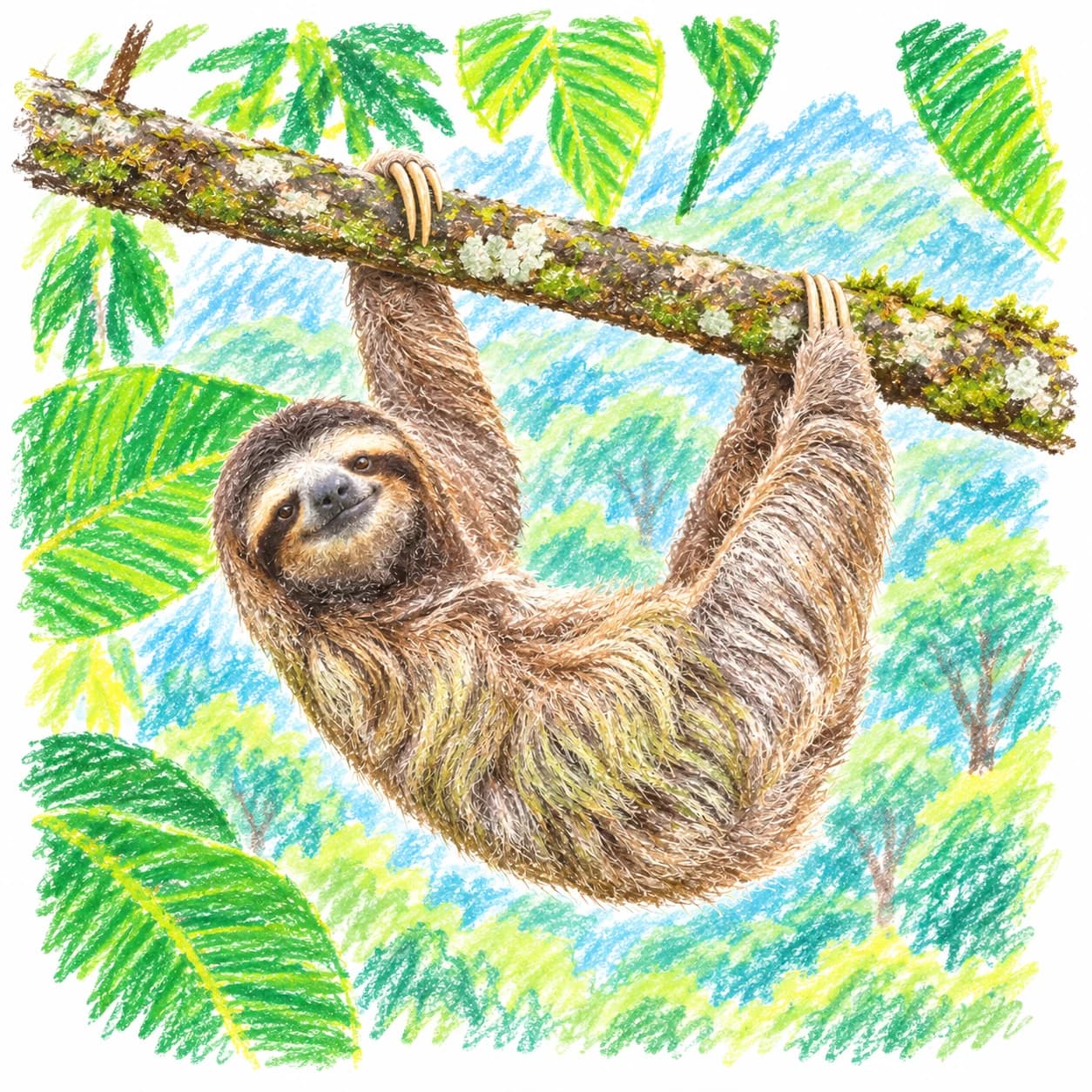 Modèle colorié: Coloriage de paresseux à trois doigts