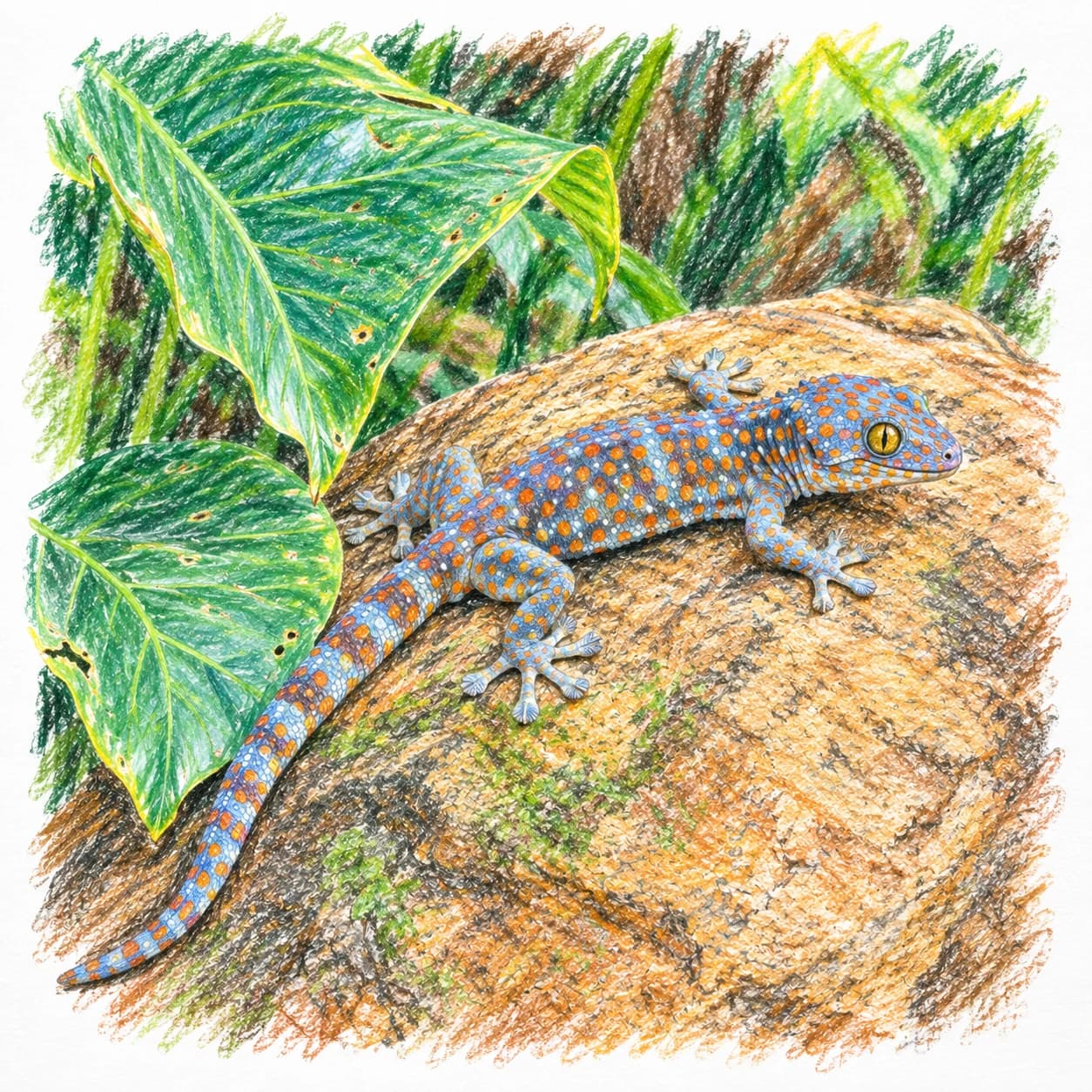 Modèle colorié: Coloriage de gecko tokay