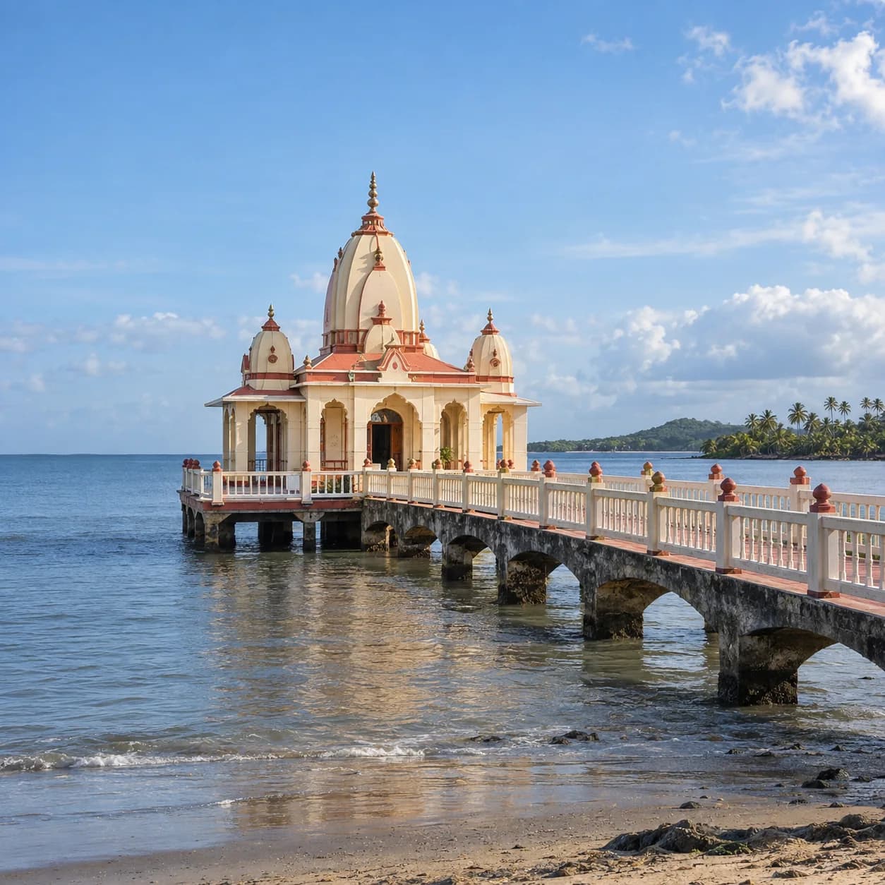 Realistic source: Trinidad and Tobago coloring page: temple on the sea