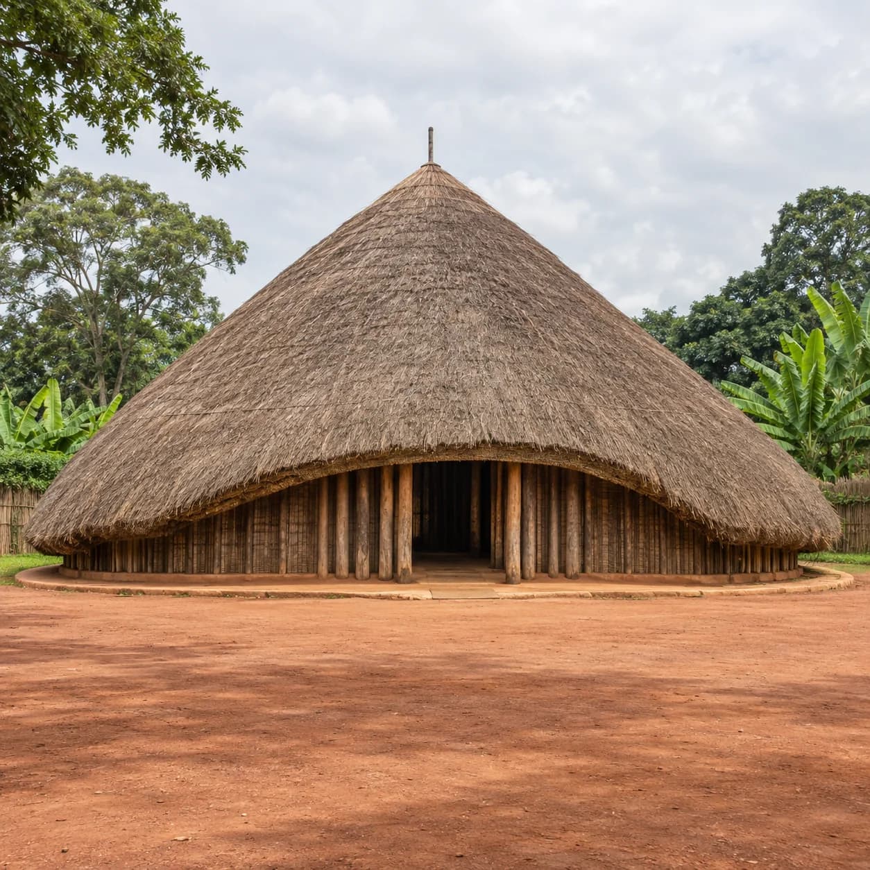 Photo réaliste: Coloriage de l'Ouganda : grand dôme de chaume