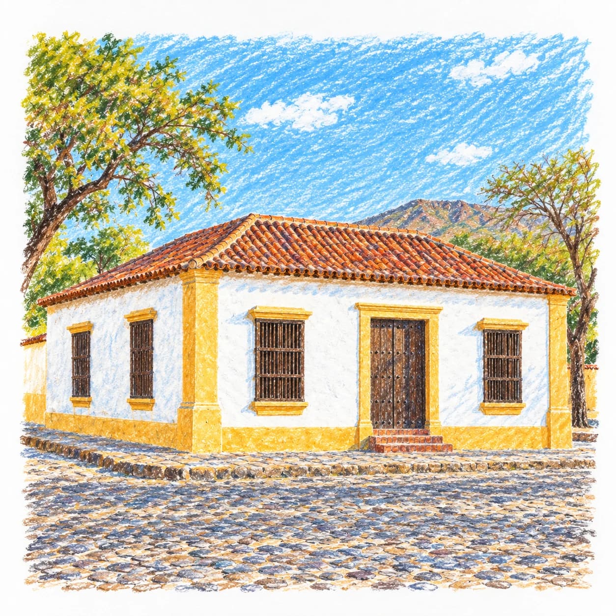 Modèle colorié: Coloriage du Venezuela : maison coloniale