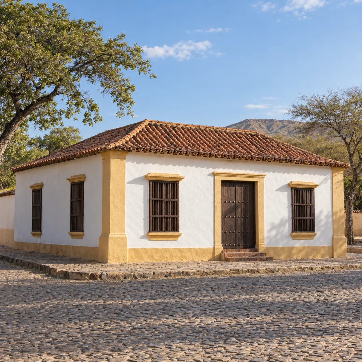 Realistic source: Venezuela coloring page: colonial house