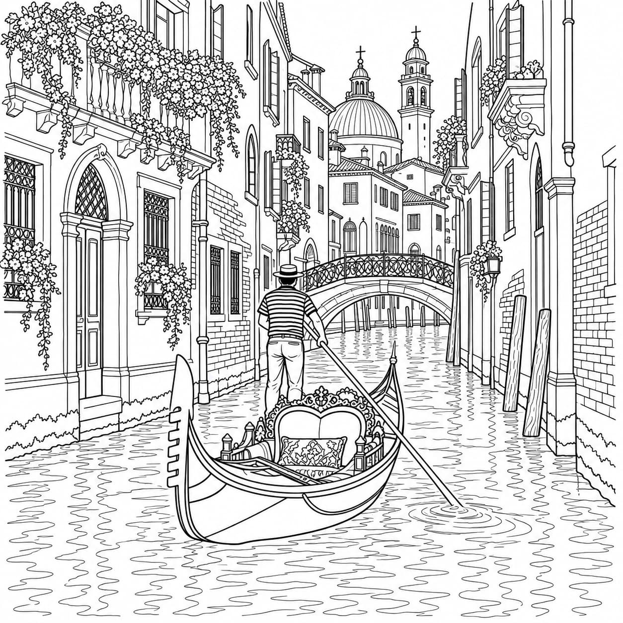 Coloring: Venice canal coloring page