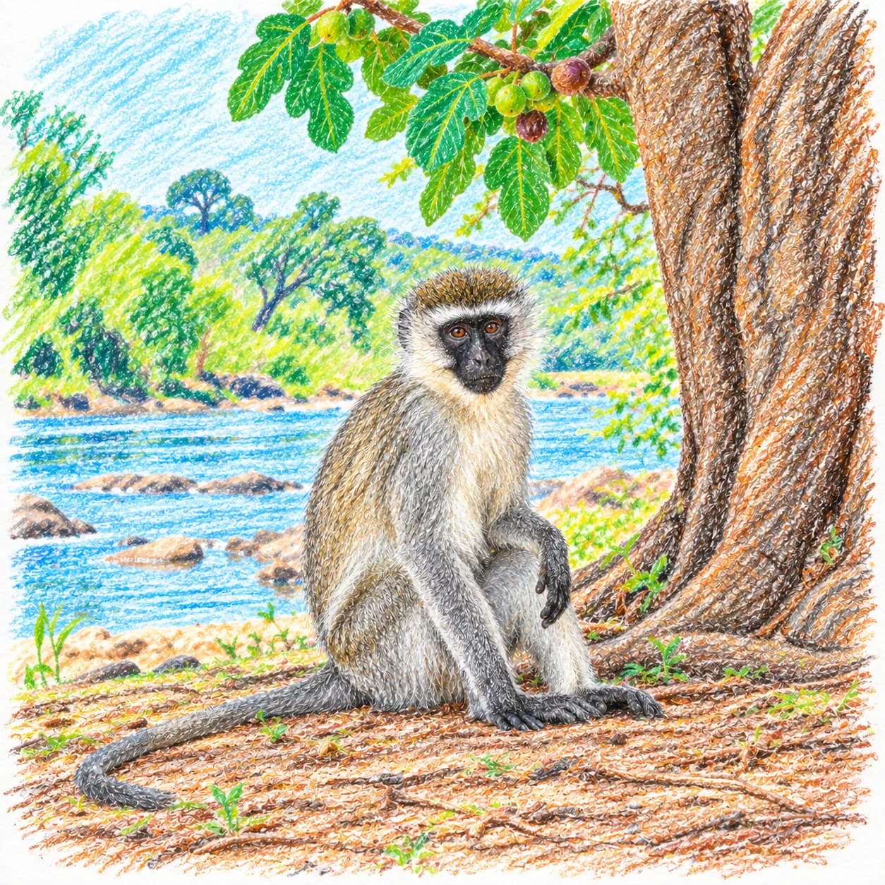 Colored model: Vervet monkey coloring page