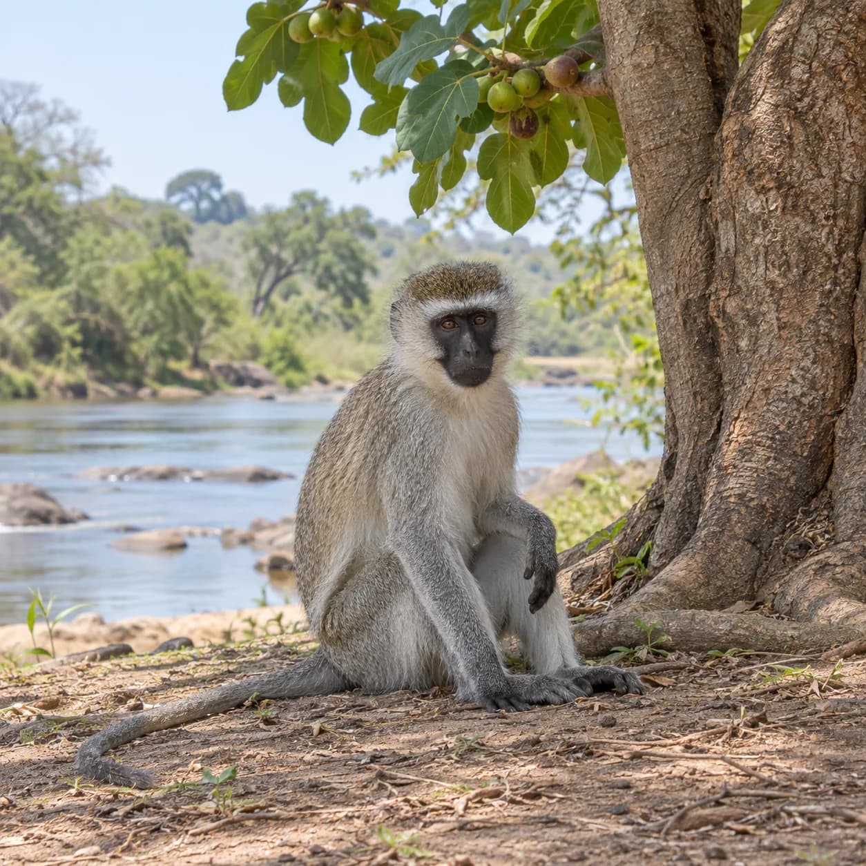 Realistic source: Vervet monkey coloring page