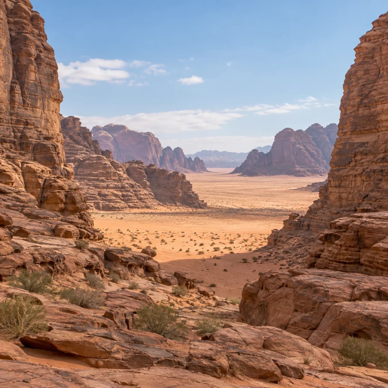 Photo réaliste: Coloriage du Wadi Rum : canyon stratifié