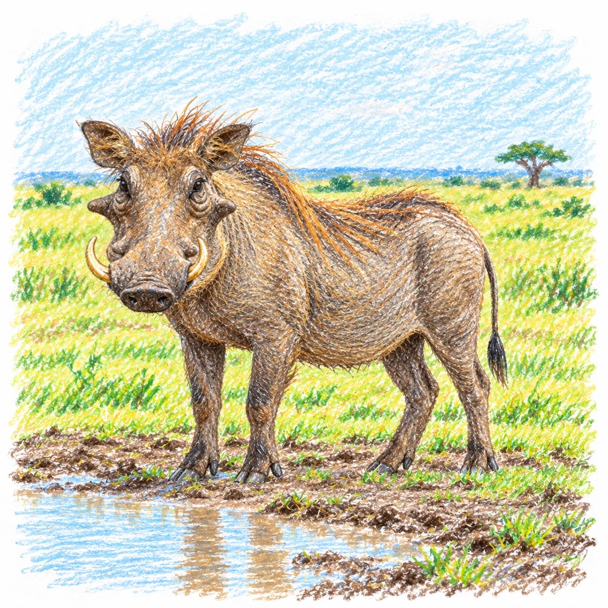 Colored model: Warthog coloring page