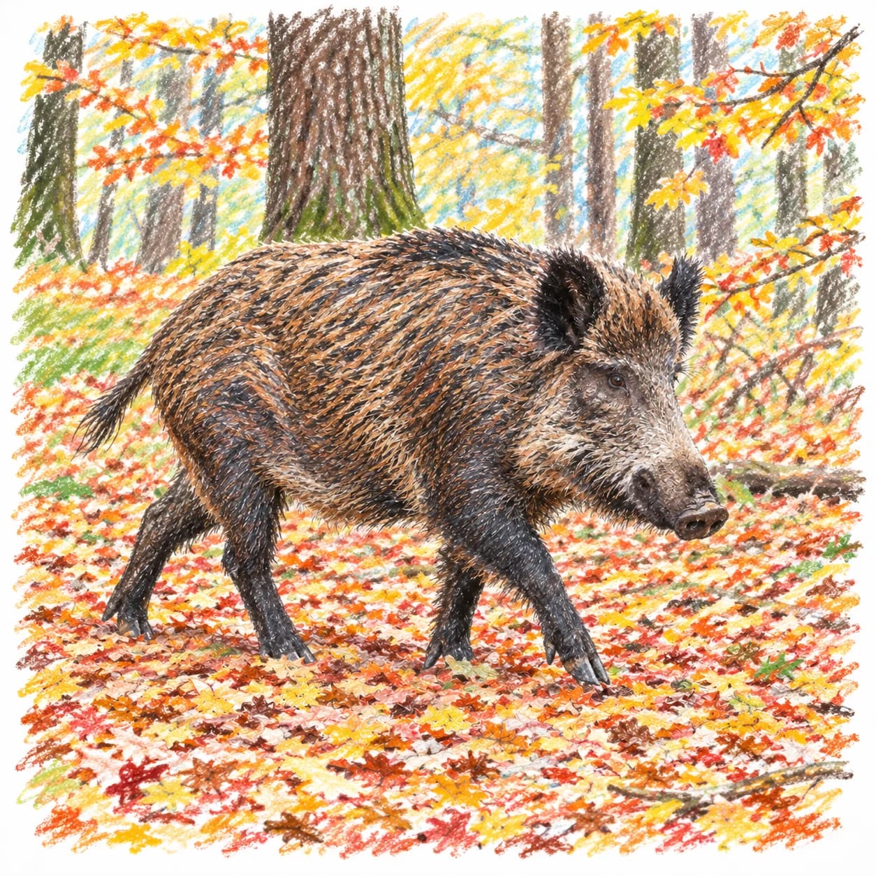 Modèle colorié: Coloriage de sanglier