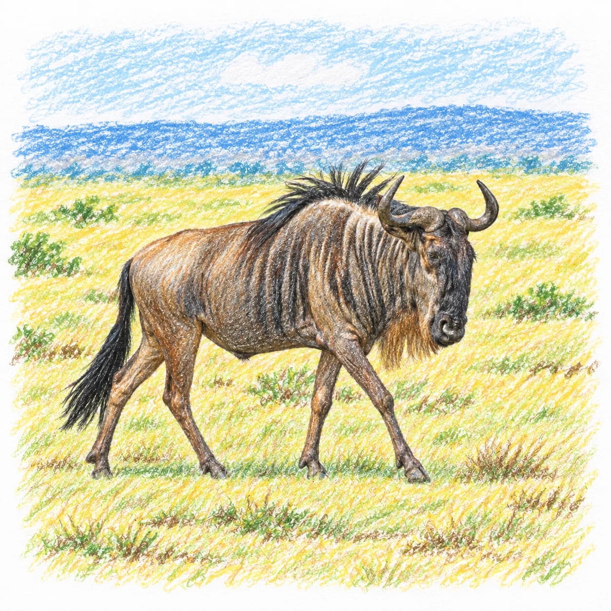 Modelo coloreado: Dibujo de ñu para colorear