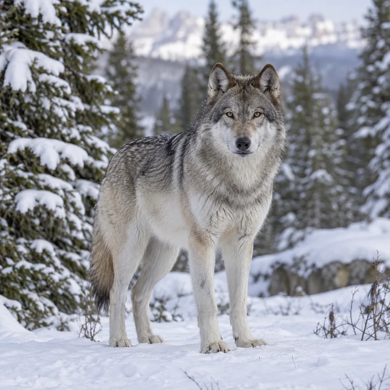 Photo réaliste: Coloriage de loup dans la neige