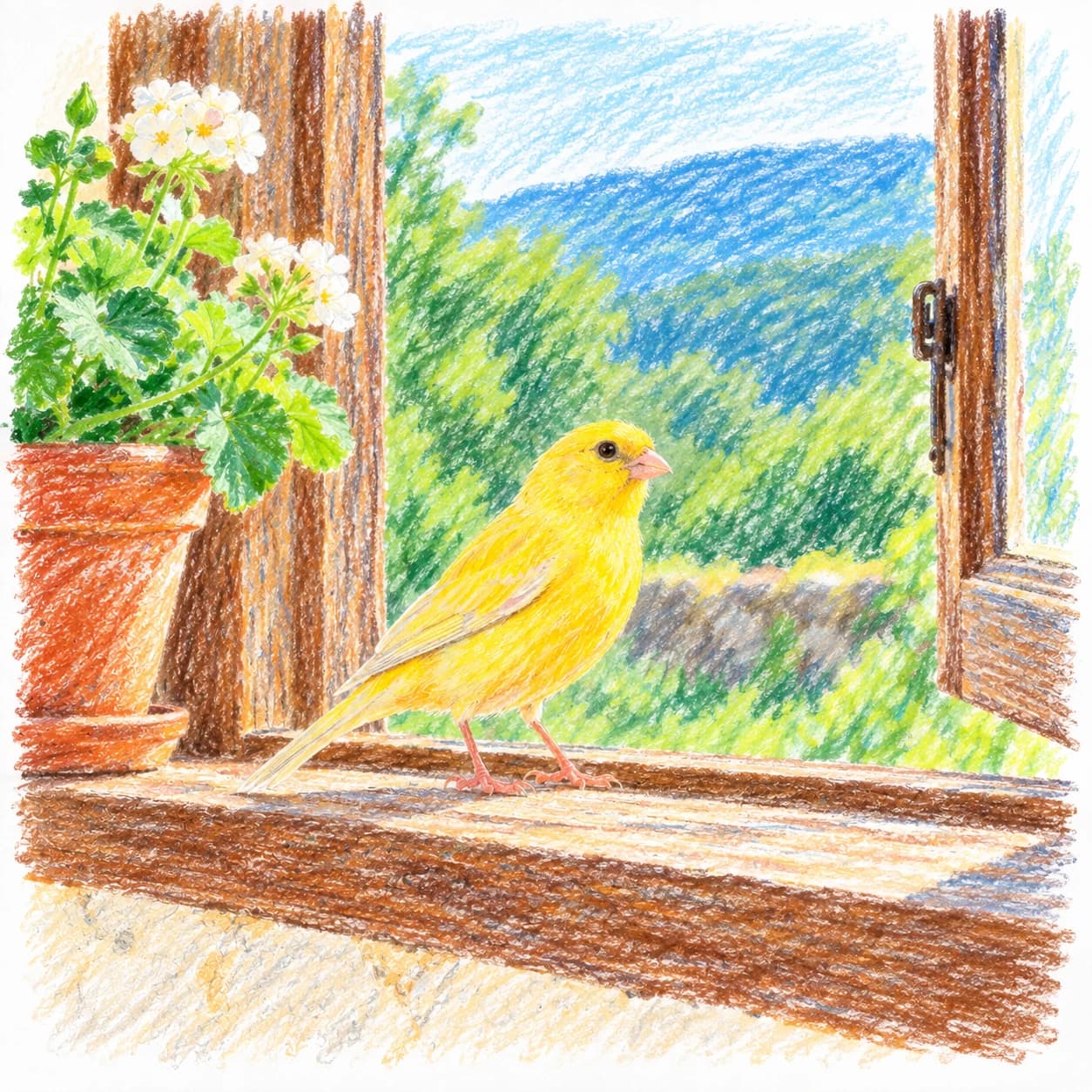 Modèle colorié: Coloriage de canari