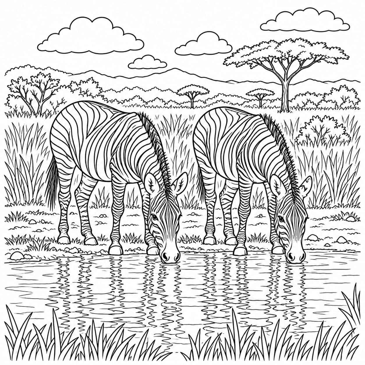 Coloriage: Coloriage de zèbres