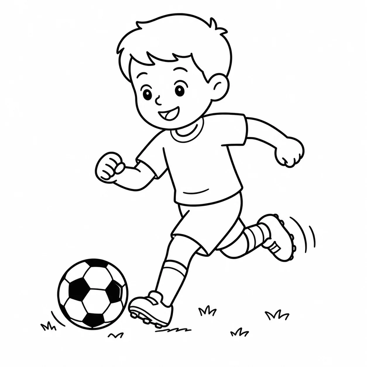 Enfant pratiquant un sport avec son équipement, transformé en page de coloriage