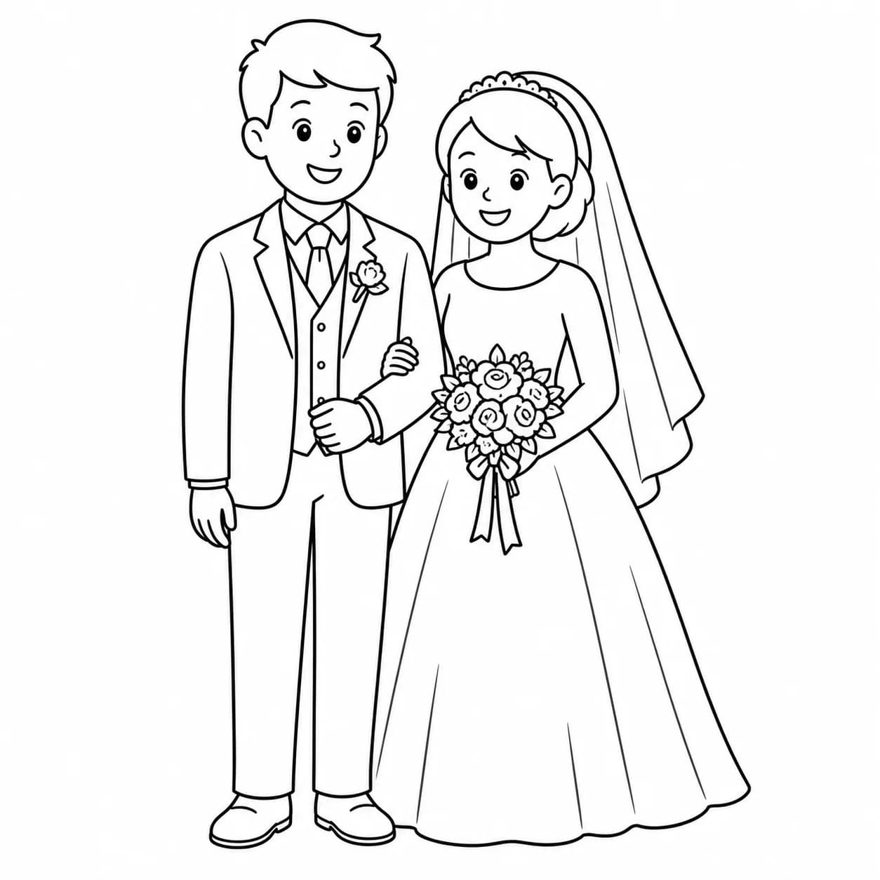 Old wedding photo of the parents turned into line art