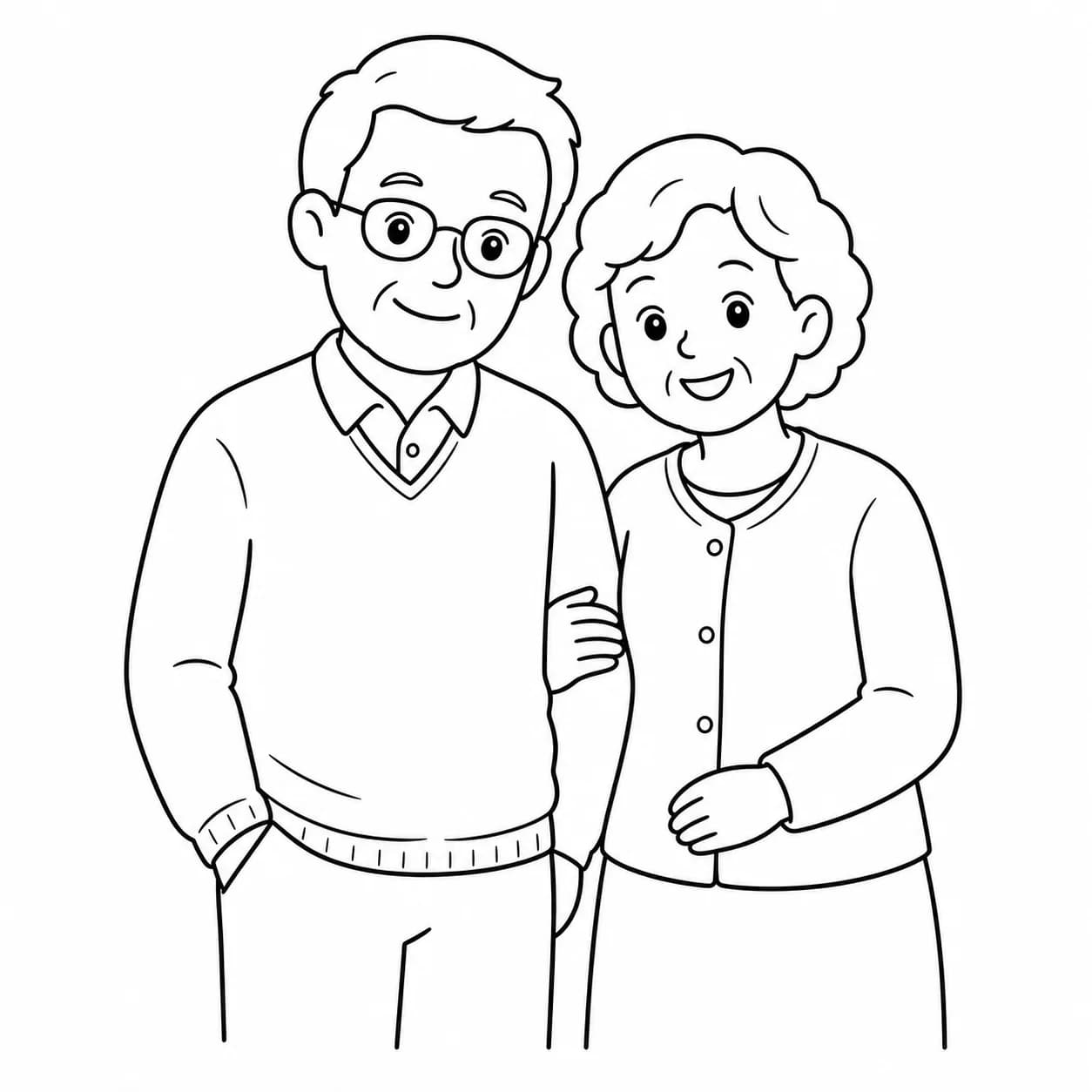 Portrait d'un couple d'adultes transformé en page à colorier