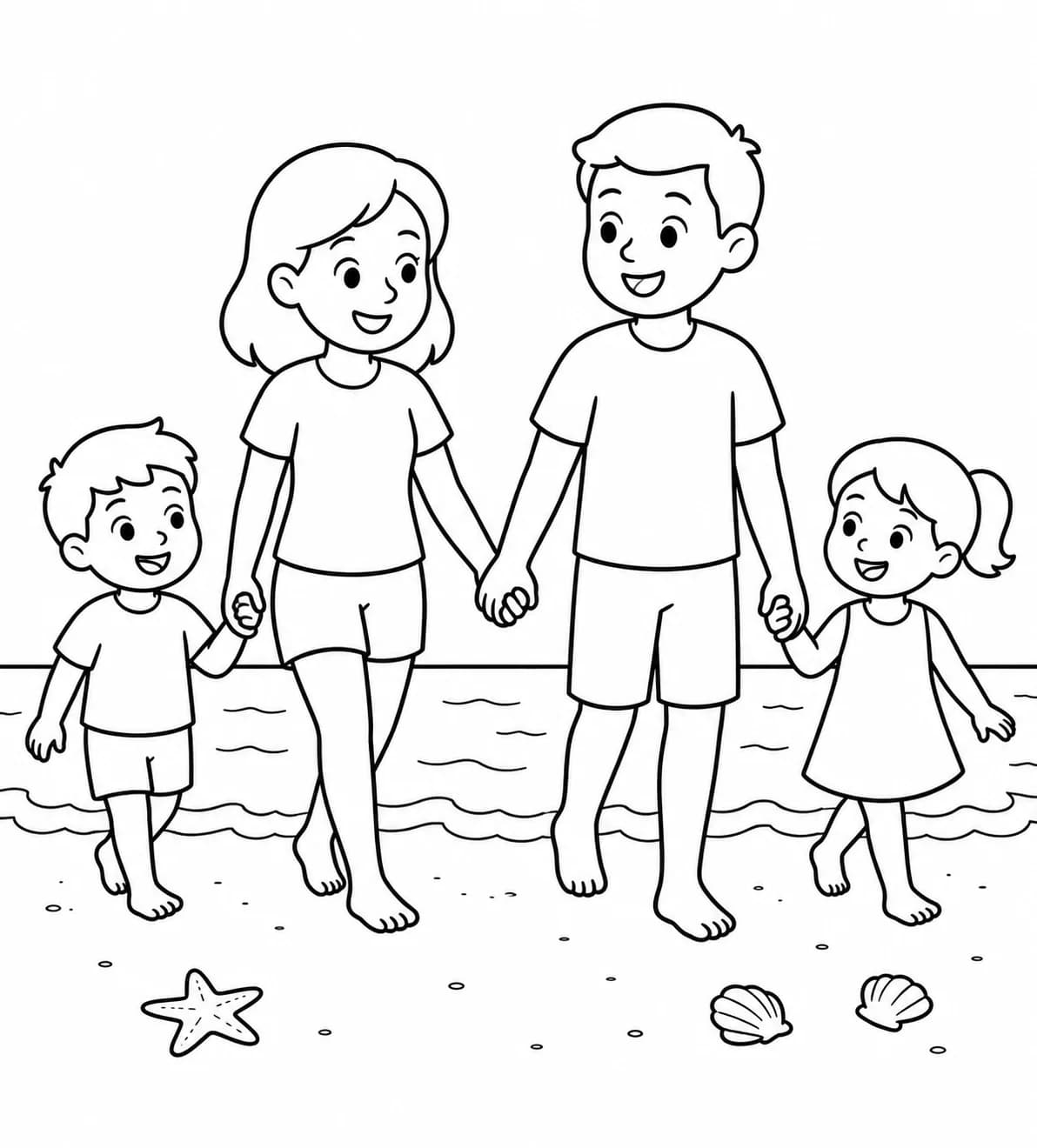 Souvenir de vacances en famille devenu illustration noir et blanc