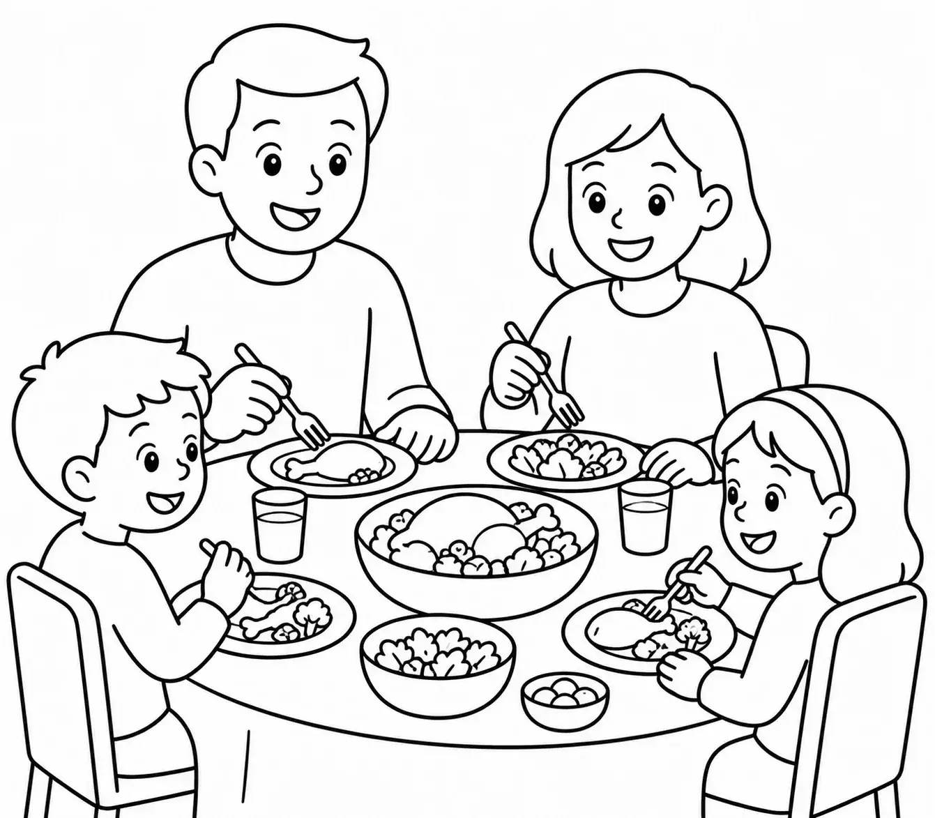 Photo de famille transformée en page de coloriage