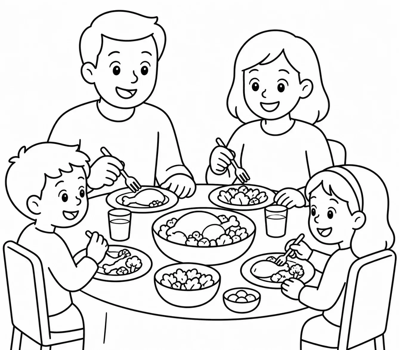 Photo de famille transformée en page de coloriage